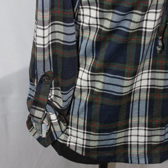 NWT Polly & Esther Juniors’ Plaid Faux Fur-Hoodie - Picture 5 of 14